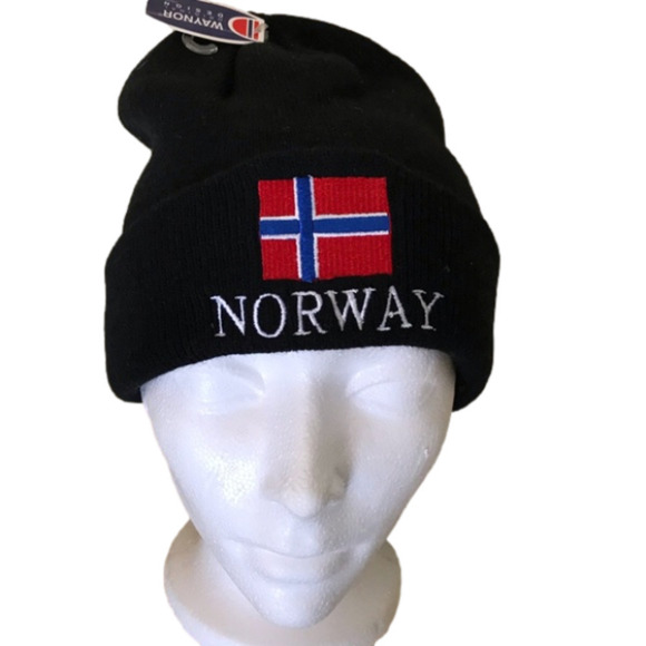 NORWAY toque knitted winter hat. One size. Black. New with tags. - Picture 1 of 6